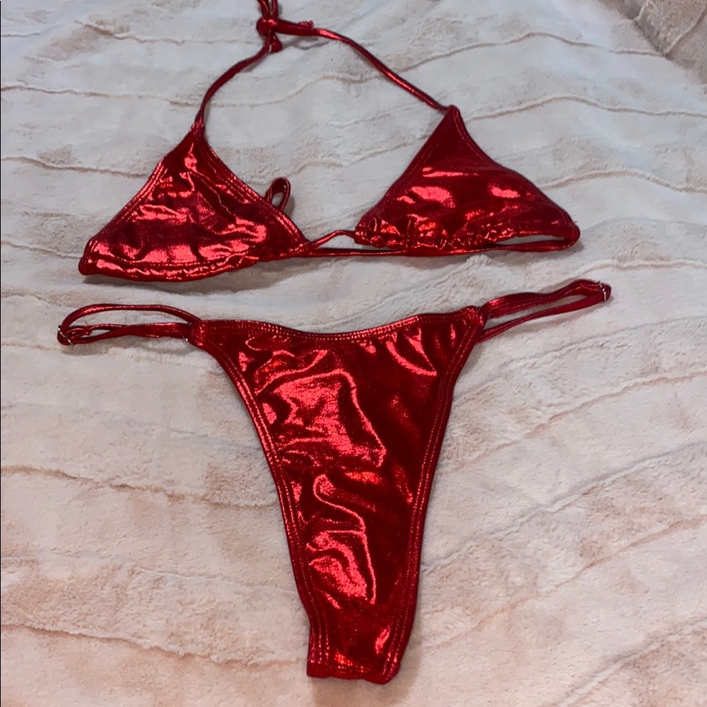 Shiny Red Bikini Set